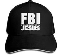 FBI Firm Believer in Jesus Comfortable Black Sandwich Peaked Cap Black(X-Large)