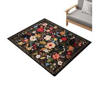 Fbinys Boho Area Rug, Washable Flower Rug, 90x63 Inch Rugs with Plush Texture, Polyester Mat Anti Skid Backing, Large Bohemian Floor Decor with Stylish Pattern, Indoor Home Decor for Living Room