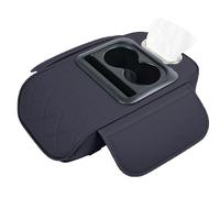 Fbinys Cars Armrest Cushion, PU Leather Console Cover with Cup Holder, Phone Slot, Heightening Pad, Tissue Box, Multifunctional Cars Accessory for Sedans, SUVs, and Trucks