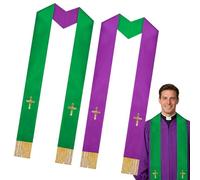 Fbinys Clergy Stole, Tassel 2sided Embroidery, Unisex Church Supplies with Elegant Design, Religious Feature with Premium Build, Church Accessory Compact Form, Stole for Wedding