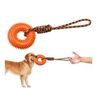 Fbinys Dog Toys Squeaky, Spiky Ring for Chewers, Aggressive Chew Indestructible Dog Toy, with Rope, Ideal for Puppy Teething, Boredom Relief, Mental Stimulation, Interactive Play