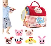 Fbinys Farm Playset, Cute Stuffed Animal Pretend Play Set, Farm Barn House Carrier Toy with Mirror, Ideal for Easter Basket Stuffers, Christmas and Birthday Toys for Kids