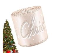 Fbinys Holiday Ribbon - 6.5 Ft Champagne Webbing Strap for Gift Wrapping, Tree Trimming with Crafting Function, Ribbon for Wreath Making, Floral Bouquets and Present Decorations, 6.5 Feet