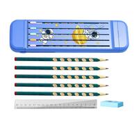 Fbinys Multifunctional Pencil Box, Divided Pencil Organizer, Hard Crayon Case, Pencil Box with Eraser, Ruler and Pencil Case, Kids Stationery Box, School Pencil Organizer, Crayon Storage Box