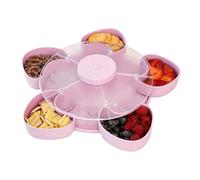 Fbinys Non-Slip Divided Tray, Rotating Serving Box, Multi-Compartment Food Trays with Lid, Vegetable Fruit Appetizer Tray with Stable Base, Picnic Party Trays, Dining Accessory for Travel Use