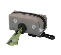 Fbinys Poop Bag Dispenser, Portable Pet Waste Bag Holder with Hook, Compact Storage Pouch for Dog and Cat Walking, Travel, Outdoor Use, 5.51x1.77x1.57 Inches, Blue and Gray