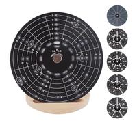 Fbinys Rueda de acordes redondeada de metal, instrumento musical de aleación de aluminio, herramienta de aprendizaje de teoría musical con soporte de madera para escribir