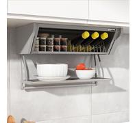 FBJAMZ Estante de Especias desplegable de Aluminio, Organizador de Almacenamiento Debajo del gabinete, para despensa/gabinete/Armario, sostiene hasta 22 Libras (W)