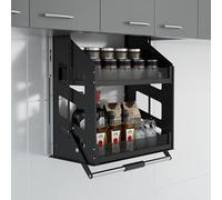 FBJAMZ Organizador desplegable de 2 Niveles: Estante desplegable de gabinete Alto, Sistema de Estante de Especias con Cesta extraíble (35cm)