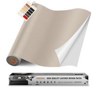 FBKOQKU Cuero Adhesivo Parches, 40 x 200 cm Cuero Adhesivo Para Tapizar, Parches de Cuero Adhesivos Polipiel Adhesiva para Sofá, Asiento de Coche, Muebles, Chaquetas（Gris marfil）