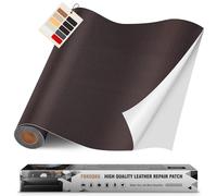 FBKOQKU Cuero Adhesivo Parches, 40 x 200 cm - Parches de Cuero Adhesivos Polipiel para Tapizar, Sofá, Asiento de Coche, Muebles, Chaquetas (Marrón oscuro)