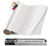 FBKOQKU Cuero Adhesivo Parches, 40 x 200 cm, Parches de Cuero Adhesivos Polipiel para Tapizar, Sofá, Asiento de Coche, Muebles, Chaquetas (Blanco)