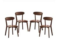 FBNMG Pack de 4 Sillas de Comedor de Ma*dera Ma*ciza,Silla de Cocina de Roble con Respaldo Curvado y Almohadillas Antideslizantes para los Pies para Comedor Dormitorio Balcón(Set of 4, Brown)