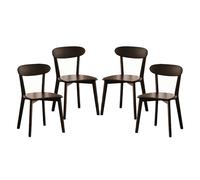 FBNMG Pack de 4 Sillas de Comedor de Ma*dera Ma*ciza,Silla de Cocina de Roble con Respaldo Curvado y Almohadillas Antideslizantes para los Pies para Comedor Dormitorio Balcón(Set of 4, Black)