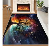 FBRUIEG Alfombra con diseño de árbol de la vida, diseño de árbol de la mitología nórdica, decoración del hogar, lavable a máquina, para dormitorio, habitación infantil, sofá de menos de 140 x 200 cm