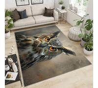 FBRUIEG Alfombra de búho para niños, alfombra de búho en 3D, alfombra de área de búho, alfombra de animales del bosque para sala de estar, alfombra decorativa suave y lavable para el hogar, 120 x 170