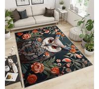 FBRUIEG Alfombra de búho para niños, alfombra de búho en 3D, alfombra de área de búho, alfombra de animales del bosque para sala de estar, alfombra decorativa suave y lavable para el hogar, 160 x 230