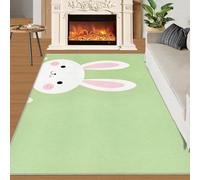 FBRUIEG Alfombra de conejo lindo para niños, alfombra de conejo de dibujos animados para dormitorio, alfombra de área de huevo de Pascua, alfombra de interior lavable a máquina para sala de estar