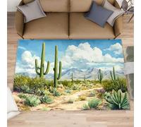 FBRUIEG Alfombra de desierto, alfombras de cactus para dormitorio, alfombra de área para plantas, antideslizante, lavable, para sala de estar, granja, alfombra decorativa de pelo bajo para interiores