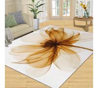 FBRUIEG Alfombra de flores láser, alfombra transparente y decoración del hogar, alfombras de flores amarillas para sala de estar, alfombras lavables para dormitorio, alfombras antideslizantes de pelo