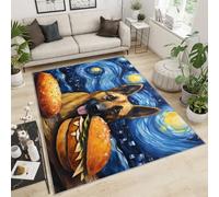 FBRUIEG Alfombra de pastor alemán, diseño de pastor alemán con cielo estrellado, alfombra para niños, alfombra de perro animal para dormitorio, decoración del hogar para sala de estar, comedor, sofá
