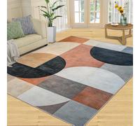 FBRUIEG Alfombra geométrica abstracta y decoración del hogar, alfombras de arte retro para dormitorio, alfombras de geometría medieval, alfombras lavables para sala de estar, alfombra antideslizante
