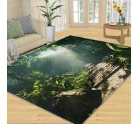 FBRUIEG Alfombras de bosque para sala de estar, alfombra de camino de bosque, alfombras de paisaje natural para dormitorio, alfombra antideslizante lavable, alfombra de pelo bajo para suelos de madera