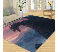 FBRUIEG Alfombras de dragón para habitación de niños, alfombras de dragón negro para dormitorio, alfombra de fantasía occidental y decoración del hogar, alfombra antideslizante de pelo bajo para sala