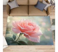 FBRUIEG Alfombras de flores rosas para habitación de niños, alfombra de área de rosas rosadas, lavable a máquina, alfombra para sala de estar, dormitorio, cocina, comedor, decoración de suelo, 180 x