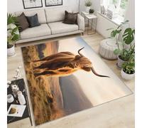 FBRUIEG Alfombras escocesas de ganado de las tierras altas para dormitorio de granja, alfombra de área de ganado de las tierras altas, alfombras grandes para sala de estar, alfombra decorativa