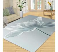 FBRUIEG Alfombras florales minimalistas para sala de estar, alfombra de flores blancas, alfombra de área de flores grandes, alfombras antideslizantes lavables para dormitorio, cocina, comedor