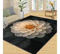 FBRUIEG Dahlia Alfombra de flores realistas para dormitorio, alfombra de área de flores grandes, antideslizante, lavable, para sala de estar, granja, decoración de interior de pelo bajo, 120 x 170 cm