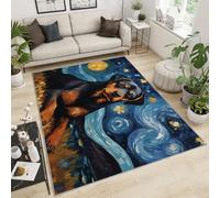 FBRUIEG Doberman Pinscher - Alfombra para niños, diseño de perro Doberman Pinscher con diseño de cielo estrellado para dormitorio, decoración del hogar, sala de estar, comedor, estudio, sofá, tapete