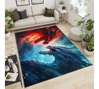 FBRUIEG Magic Dragon - Alfombra para niños, alfombra de dragón para decoración del hogar, alfombra de dragón genial para habitación de niños, alfombra de mitología occidental para dormitorio, tapetes
