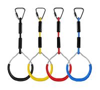 FBSPORT Anillos De La Gimnasia para Niños de Aire Libre, Juegos de Juegos Equipos de Patio al Aire Libre para, Anillo de Escalada, Anillo para Niños Paquete de 4