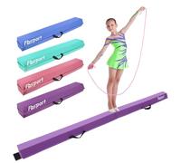 FBSPORT Barra de Equilibrio PU Cuero Plegable 300 cm, Barra de Gimnasia Artistica para Niños Adultos, Viga de Equilibrio con Bolsa de Transporte y Base Antideslizante