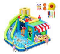 FBSPORT Castillo Hinchable acuatico para niños con Ventilador Grandes tobogán seco y de Agua, Adecuado para niños, Castillo Children's Bouncy para Uso Interior o Exterior 424 ×388 ×238 CM