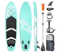 FBSPORT Tablero Sup Inflable, Stand Up Paddle Board, Tablero Vertical Inflable para Remo Vertical de 15cm de Espesor, Kit deTablero de Surf con Remo Sup de Aluminio Ajustable + Bomba(Green)