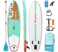 FBSPORT Tablero Sup Inflable, Stand Up Paddle Board, Tablero Vertical Inflable para Remo Vertical de 15cm de Espesor, Kit deTablero de Surf con Remo Sup de Aluminio Ajustable + Bomba(BrownGreen)