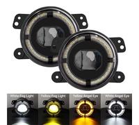 Fbxmjoa FARO PRINCIPAL Faros Antiniebla LED De 4 Pulgadas Con Anillo Halo Y Luz Diurna Para Wrangler JK Unlimited JK De 2 Puertas Y 4 Puertas (2007-2018) Piloto principal(2piece)