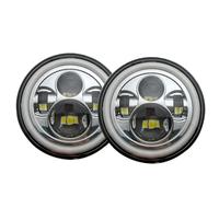 Fbxmjoa Juego Faros Accesorios Soporte Faro LED Redondo 7 "para Coche 2 Piezas Para Land Para Rover Para Defender 90, 110 Conjunto Faro Delantero Coche(2 piece Halo Chrome)