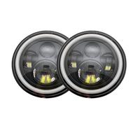 Fbxmjoa Juego Faros Accesorios Soporte Faro LED Redondo 7 "para Coche 2 Piezas Para Land Para Rover Para Defender 90, 110 Conjunto Faro Delantero Coche(2 piece 45W Black)
