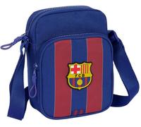 F.C. BARCELONA - Bandolera con Bolsillo Exterior, Maletín Portatodo, Bandolera, Cómoda y Versátil, Calidad y Resistencia, 16x6x22 cm, Color Azul marino/rojo