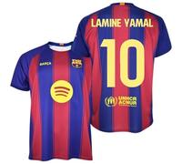 FC Barcelona Barça Camiseta de Fútbol, Lamine Yamal, Número 10, Rayas Azul y Rojo, Estilo Local (FR/ES, Letras, L, Regular, Regular, Blaugrana)