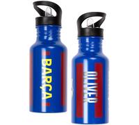 FC Barcelona Botella de agua de metal personalizada de 500 ml, botella de entrenamiento y escuela con nombre grabado, regalo para niños y fanáticos del fútbol