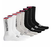 FC Barcelona Calcetines unisex, paquete de 7 - Producto con licencia oficial | Set de calcetines de tenis | Regalo para aficionados | Blanco/Gris/Negro 39-42