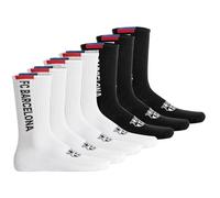 FC Barcelona Calcetines unisex, paquete de 7 - Producto con licencia oficial | Set de calcetines de tenis | Regalo para aficionados | Blanco/Negro 43-46