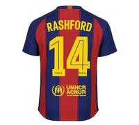 FC Barcelona Camiseta 1ª equipación Rashford Dorsal Nº 14- Réplica con Licencia Oficial- Unisex Adulto Talla L