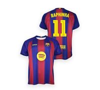 FC Barcelona Camiseta Blaugrana Primera Equipación Adulto Temporada 25/26, Réplica Oficial Raphinha, Unisex, Talla S, Cuello Redondo, Poliéster
