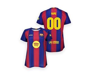FC Barcelona Camiseta Mujer 2025/26 Personalizable, Réplica Oficial 1ª Equipación, Camiseta Barça con Nombre y Dorsal, Producto con Licencia Oficial, PERSONALIZA (FR/ES, Letras, L, Regular, Regular)